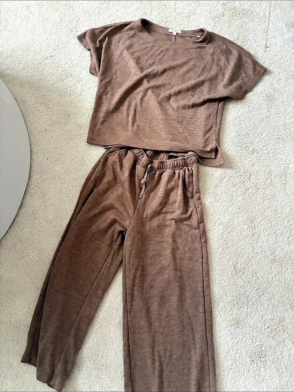 Max Studio Brown Wide-Leg Lounge Set Size Medium